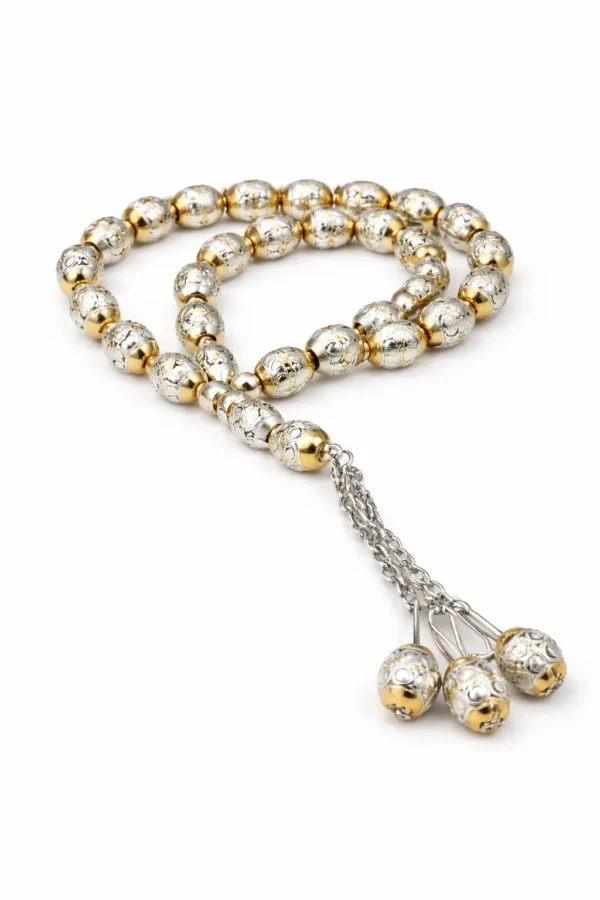 White & Gold Tasbeeh 33 Beads – Fancy Islamic Gift in Pakistan